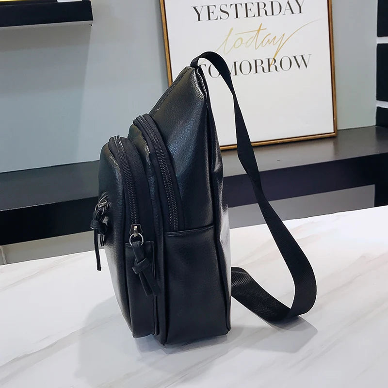 Soft PU Leather Mini Chest Bag Single Shoulder Bag Unisex High Travel Bag Q0001