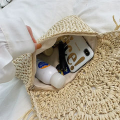 Women Beach Bag Shoulder Bags Hand Woven Straw Large Capacity Retro Bohemian Rat