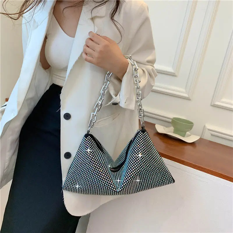 Rhinestone Pattern Crossbody Bag Saddle Messenger Bag for Women