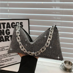 Rhinestone Pattern Crossbody Bag Saddle Messenger Bag for Women