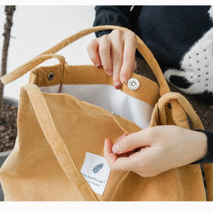 Women Canvas Tote Bag Corduroy Shopping Eco Cloth Handbag Shoulder Reusable