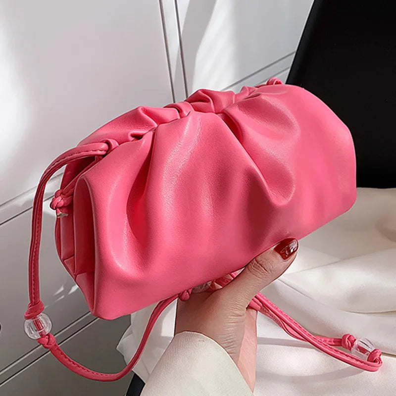 Women Dumpling Clip Purse Bag Clutch Cloud Underarm Bags Shoulder Bag