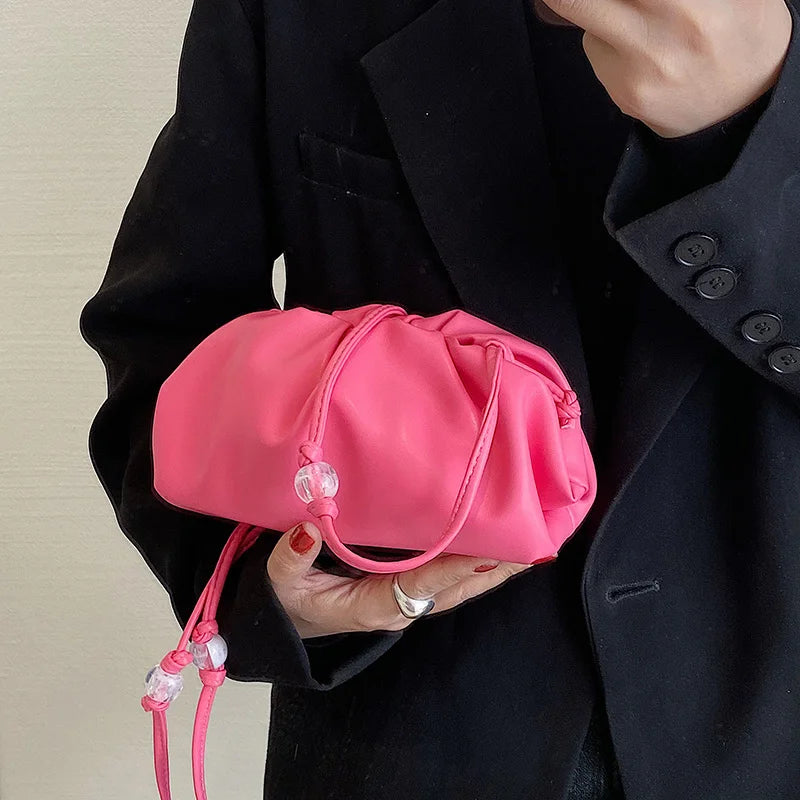 Women Dumpling Clip Purse Bag Clutch Cloud Underarm Bags Shoulder Bag