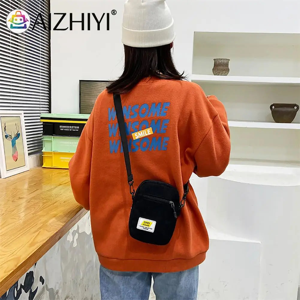 Women Zipper Crossbody Bag Student Casual Shoulder Bag Autumn Winter Handbag