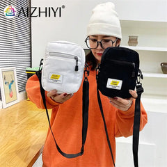 Women Zipper Crossbody Bag Student Casual Shoulder Bag Autumn Winter Handbag