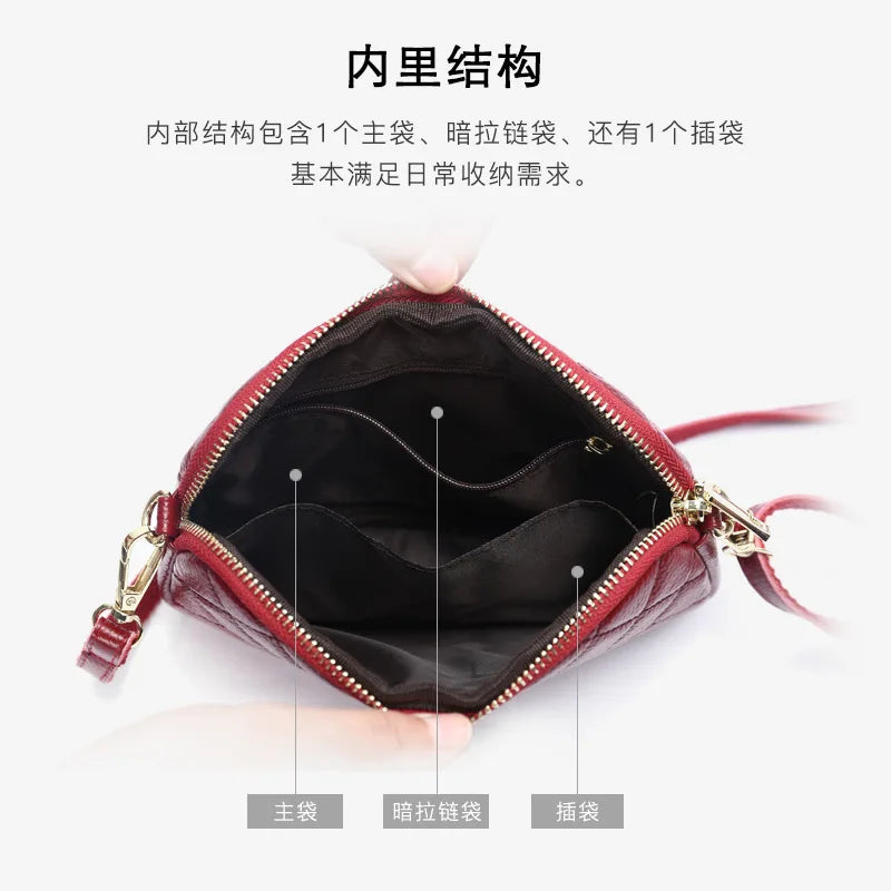 Women Leather Shoulder Bags Diamond Lattice Clutches Ladies Handbag