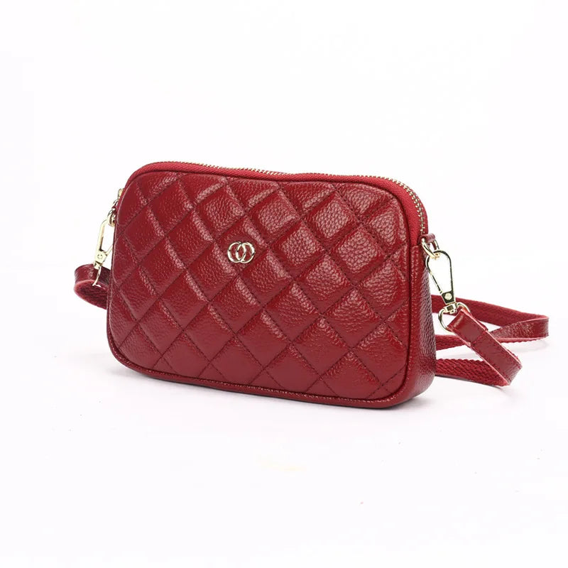 Women Leather Shoulder Bags Diamond Lattice Clutches Ladies Handbag