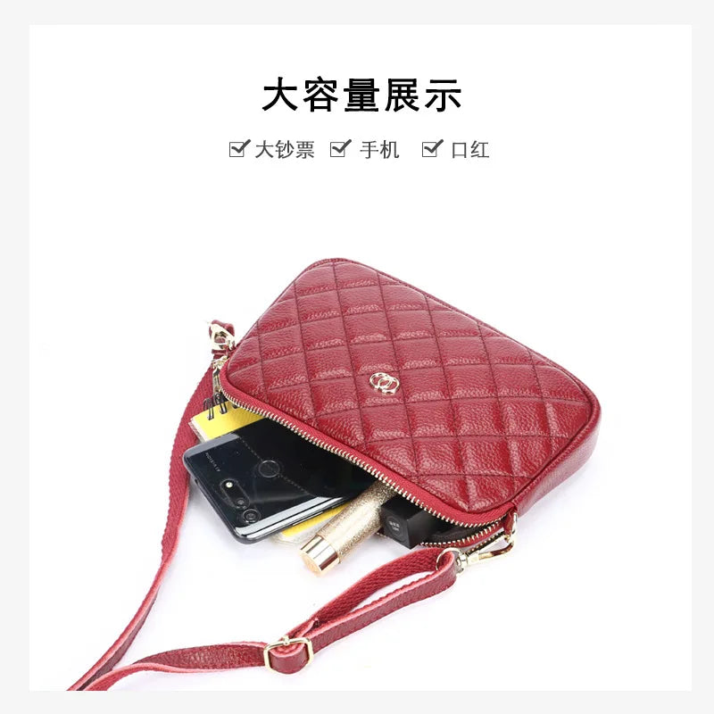 Women Leather Shoulder Bags Diamond Lattice Clutches Ladies Handbag
