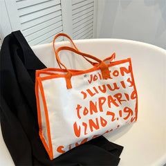 Women Letters Shoulder Crossbody Bag Canvas Tote Purse Casual Shopper Bag