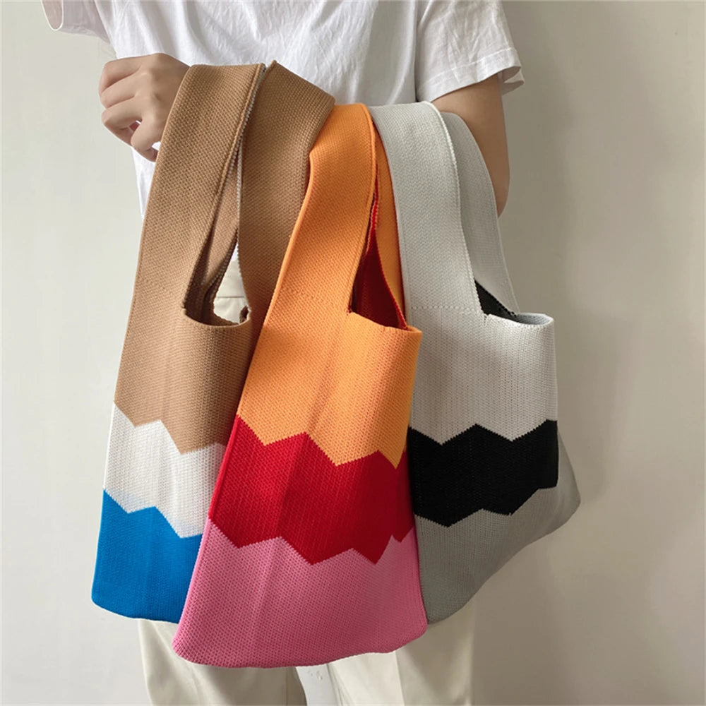 Boho Beach Bag Casual Large Capacity Shopping Bag Lightweight Shoulder Tote Bag