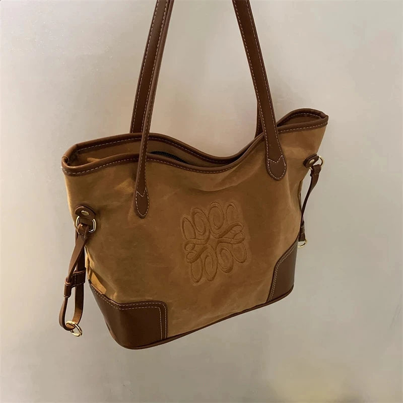 Retro Brown Crossbody Tote Bags Bucket Clutch Bag