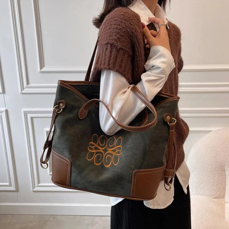 Retro Brown Crossbody Tote Bags Bucket Clutch Bag