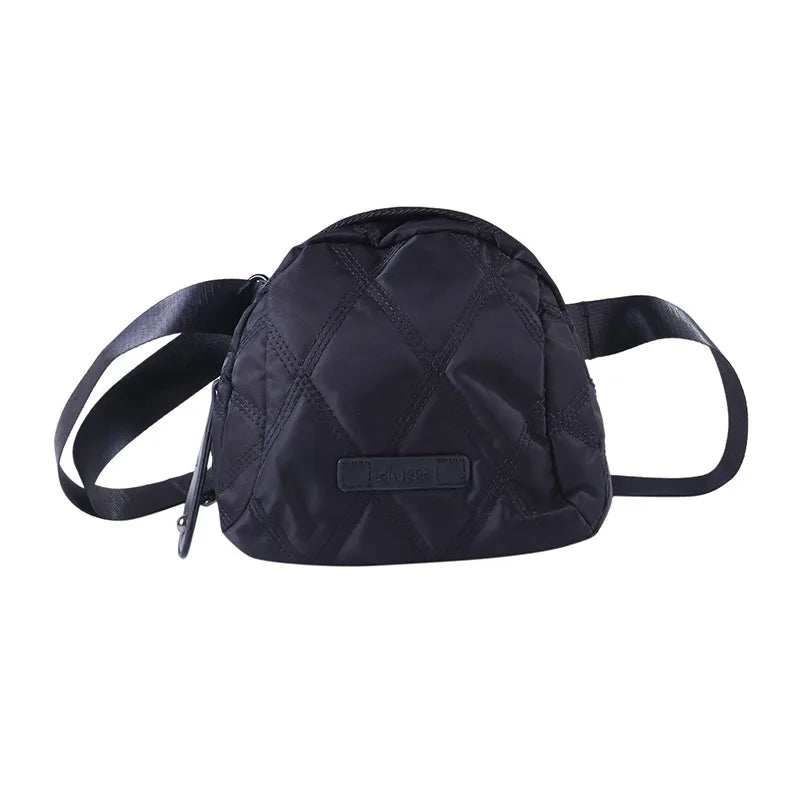 Women Nylon Quilted Handbag Lady Winter Smart Phone Crossbody Bag