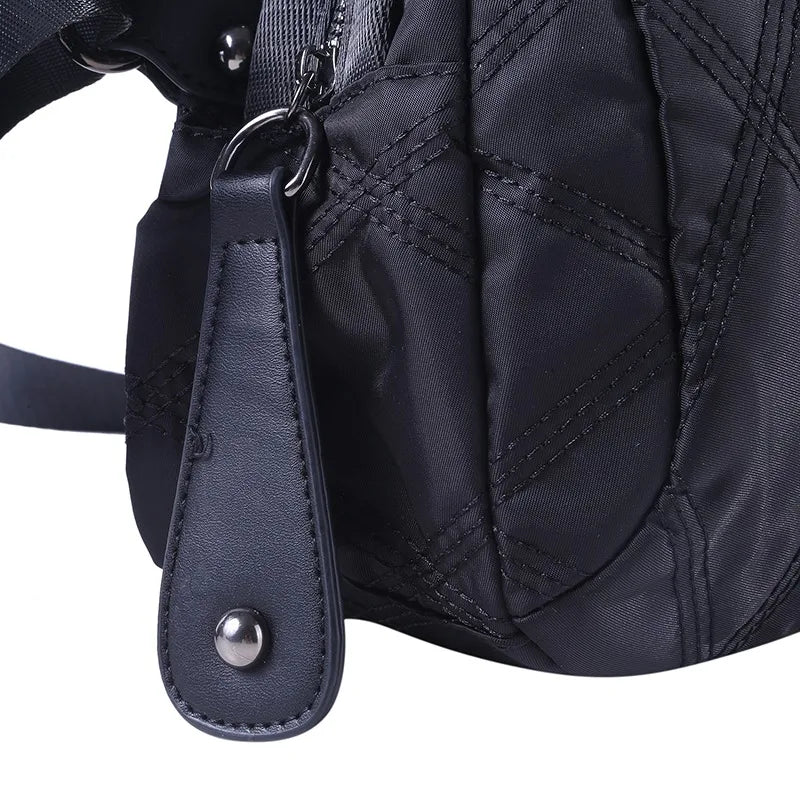 Women Nylon Quilted Handbag Lady Winter Smart Phone Crossbody Bag