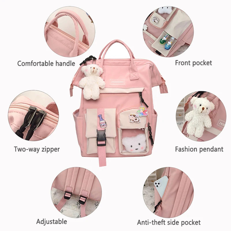 Purple Backpack For Teenage Girls Waterproof School Bags Ladies Casual Travel