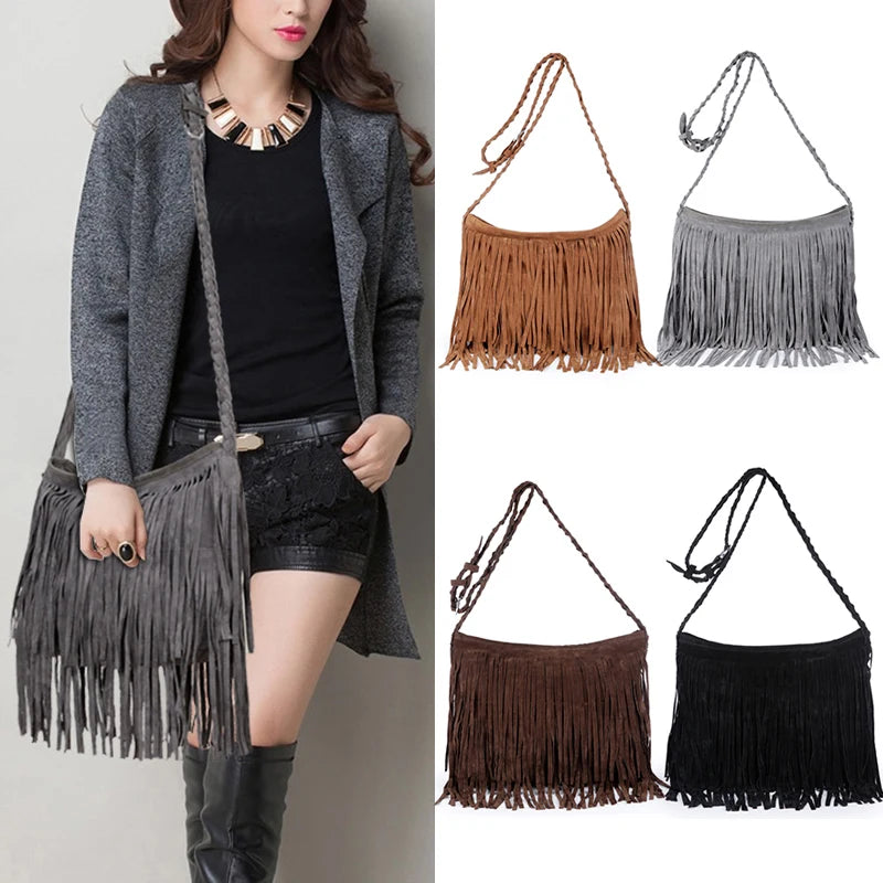 Women Shoulder Crossbody Bag Tassel Solid For Mobile Phone Money Keys
