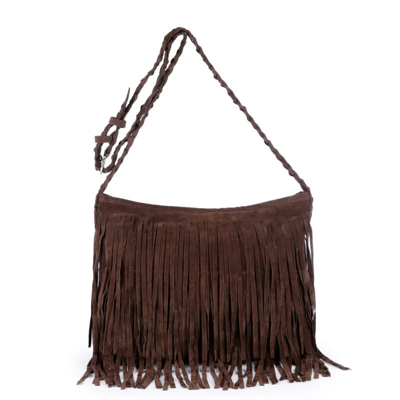 Women Shoulder Crossbody Bag Tassel Solid For Mobile Phone Money Keys