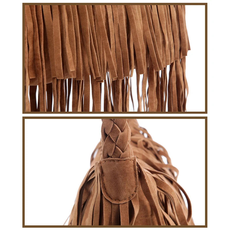 Women Shoulder Crossbody Bag Tassel Solid For Mobile Phone Money Keys