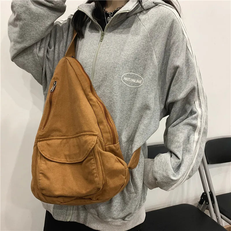 Canvas Crossbody Crossbody Solid Chest Bag