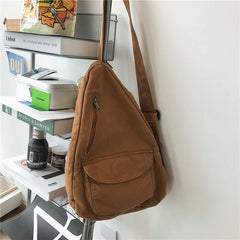 Canvas Crossbody Female Ladies Chest Bag Solid Color