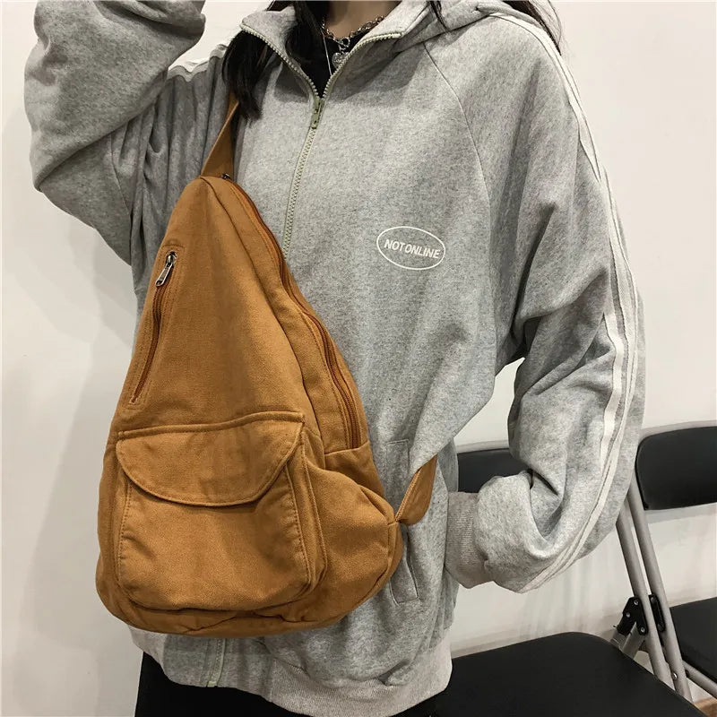 Canvas Shoulder Messenger Bag Crossbody Female Chest Bag