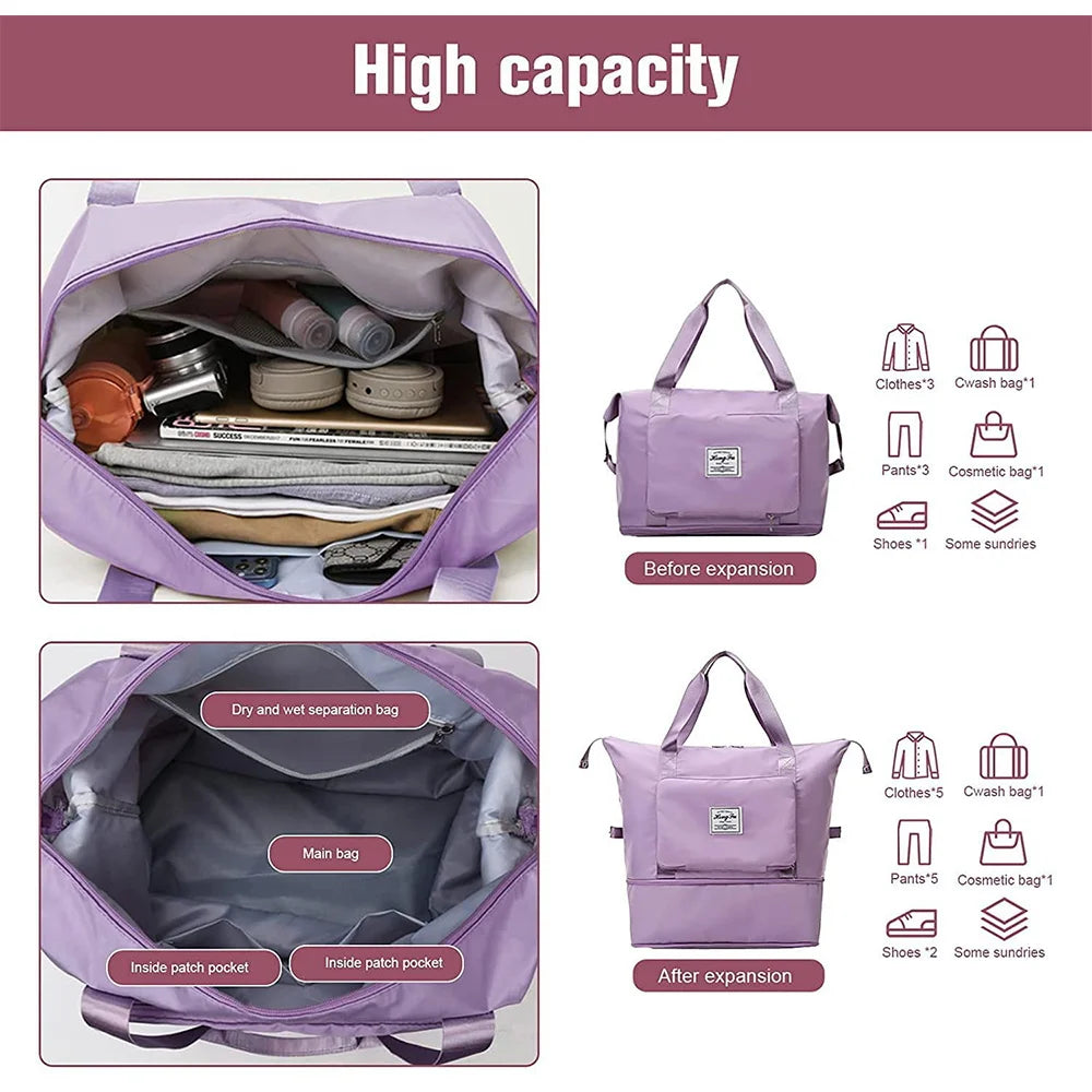 Women Shoulder Travel Bag Luggage Gym Yoga Sport Large Capacity Duffle Tote