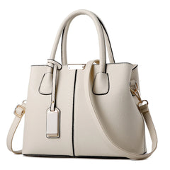 Solid Style Leather Handbag Large Capacity Shoulder Messenger Pack