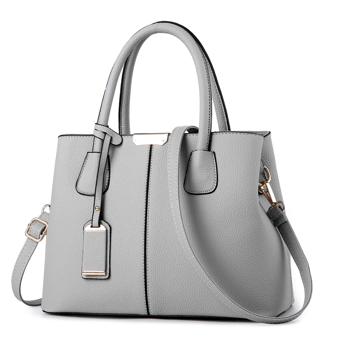 Solid Style Leather Handbag Large Capacity Shoulder Messenger Pack
