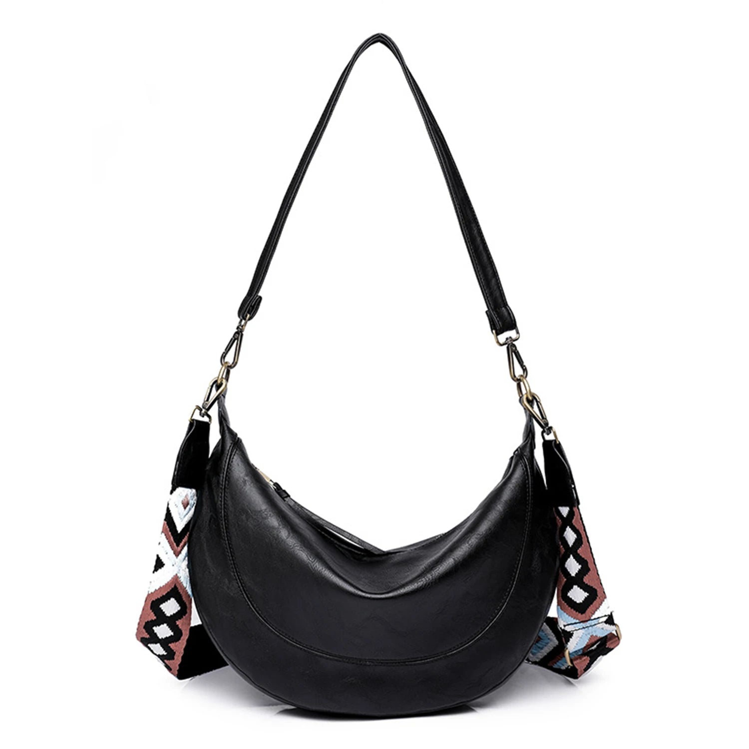 Women Solid PU Crossbody Bag with Guitar Strap Vegan Shoulder Messenger Satchels