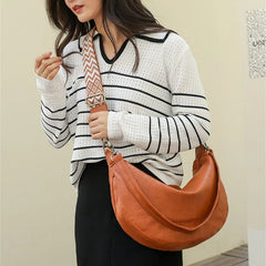 Women Solid PU Crossbody Bag with Guitar Strap Vegan Shoulder Messenger Satchels
