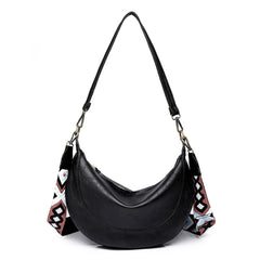 Women Solid PU Crossbody Bag with Guitar Strap Vegan Shoulder Messenger Satchels