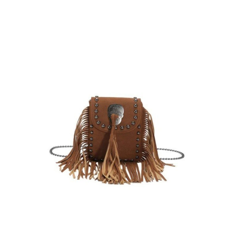 Women Tassel Crossbody Bag Matte Suede Shoulder Bag Feather Messenger Bag