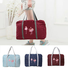 Foldable Flamingo Print Travel Bag Duffle Pack Clothing Toiletries Organizer