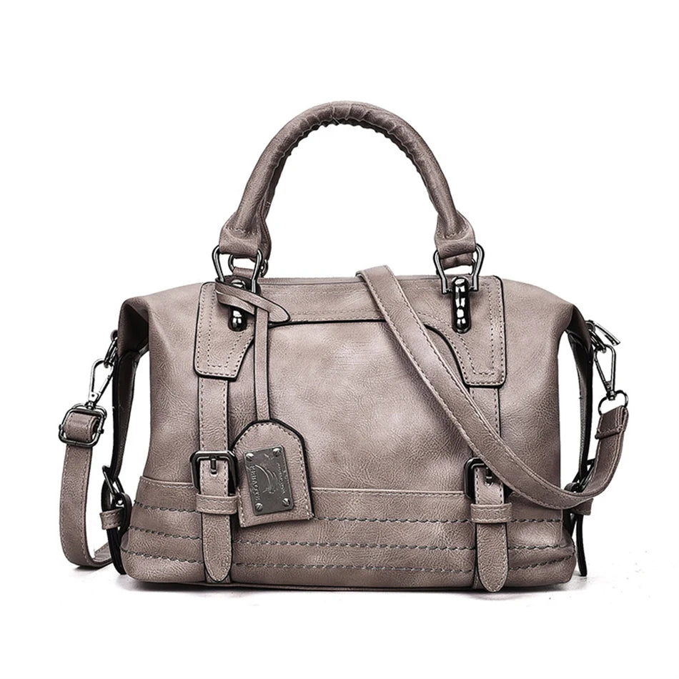 Vintage Leather Shoulder Bag Casual Tote Travel Bag