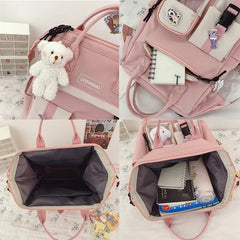 Waterproof Candy Color Backpack High School Bag Purple Teen Travel Rucksack