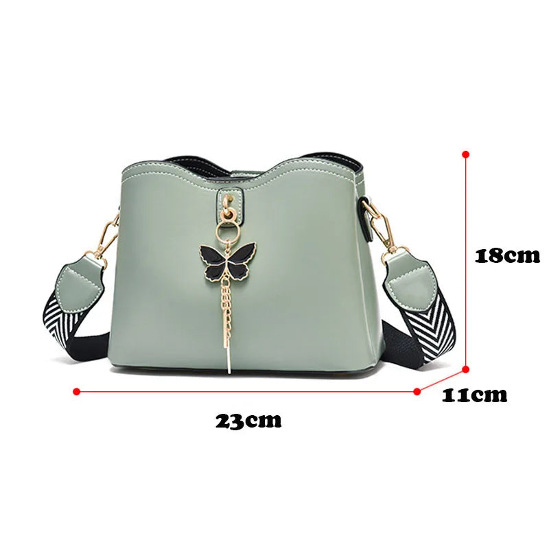 Women Handbag Butterfly Tassel PU Leather Messenger Bags Ladies Crossbody