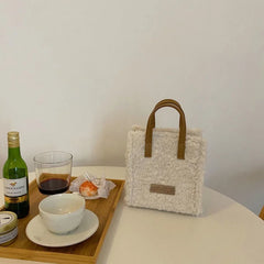 Women Winter Shoulder Bag Lamb Wool Warm Soft Autumn Ins Cross-body Beige Khaki