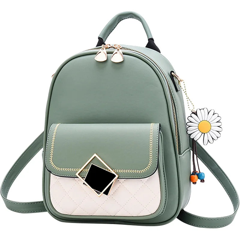 Women's PU Leather Backpack Schoolbag Girls Shoulder Bag