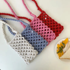 Women's Hollow Out Mini Crossbody Phone Bag Knitted Shoulder Bag