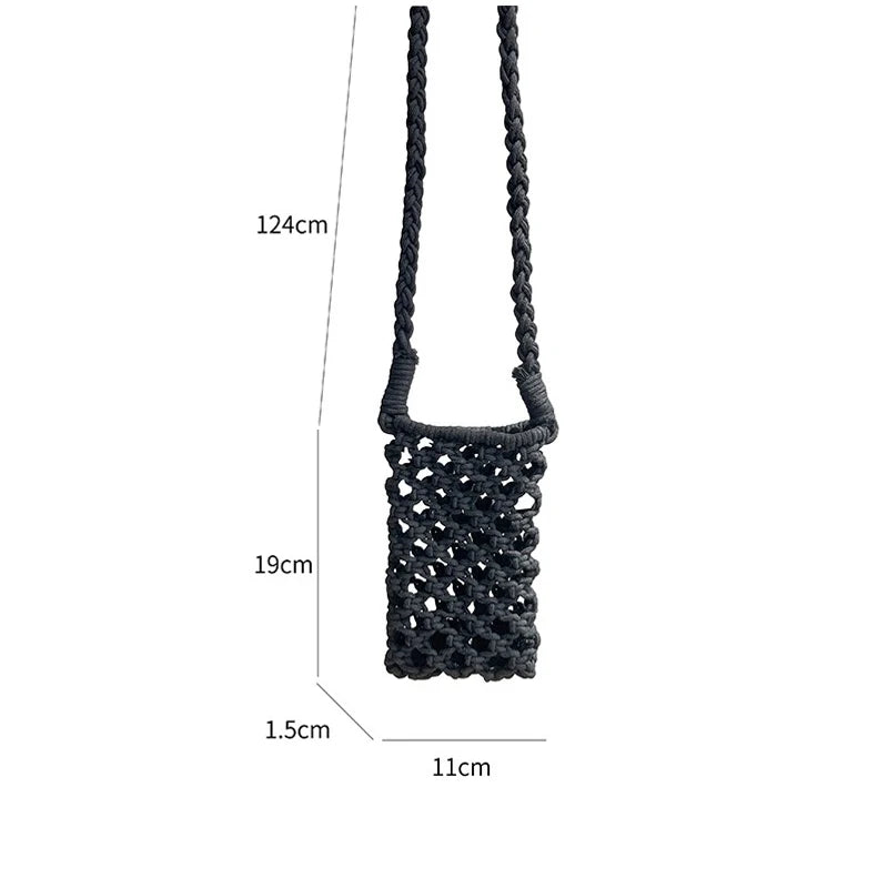 Women's Hollow Out Mini Crossbody Phone Bag Knitted Shoulder Bag