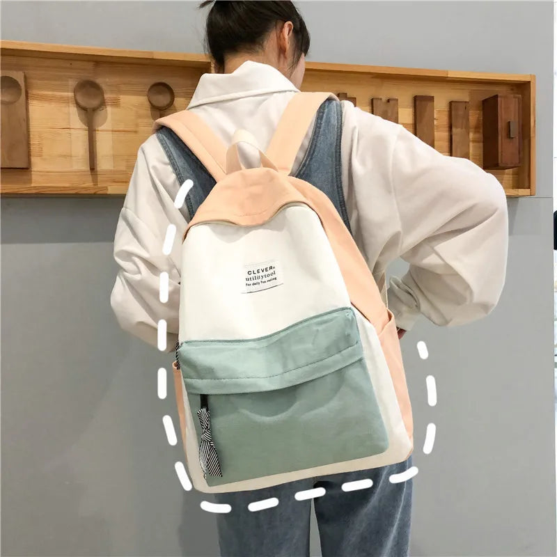 Women's Canvas Backpacks Lady Shoulder Bags School Bag Teenage Girl Backpack