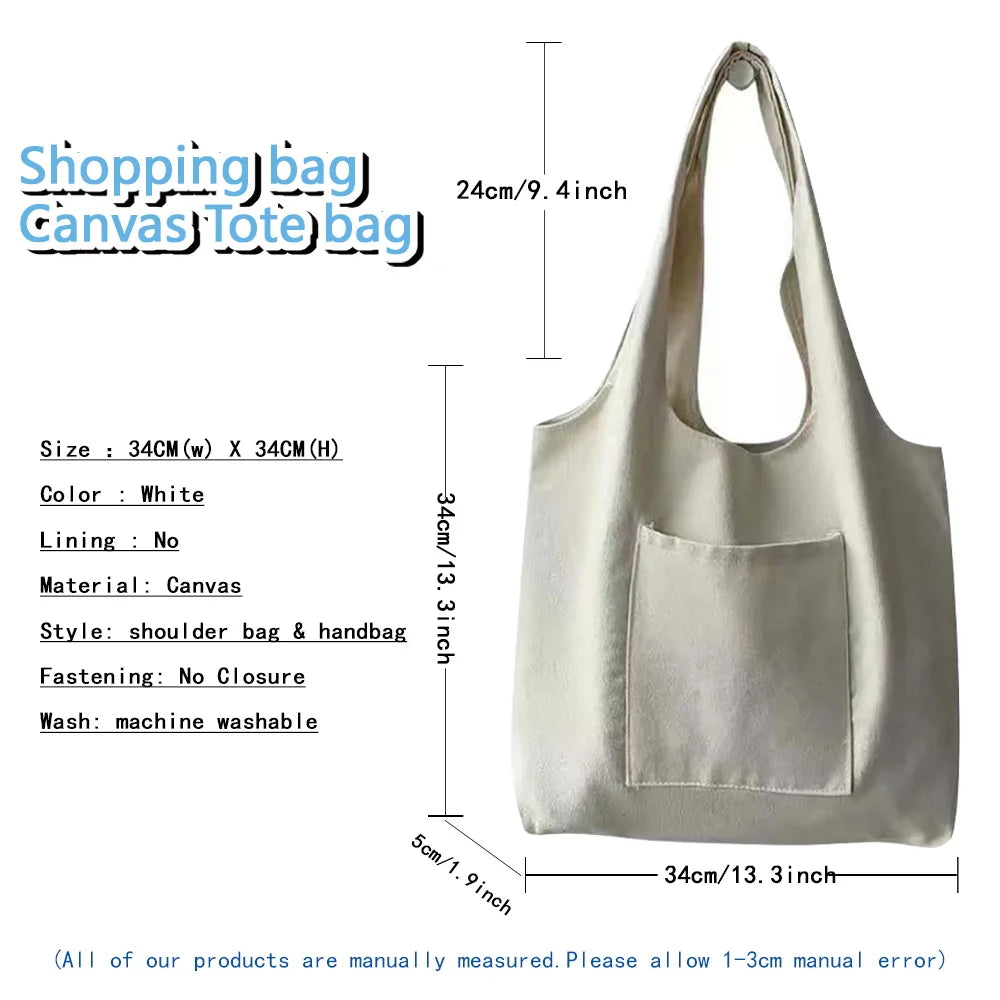 Women's Mushroom Print Canvas Tote Bag, Large Capacity Shoulder Handbag