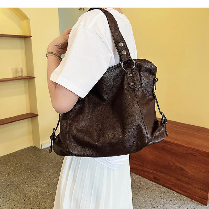 Women's Large-capacity Shoulder Bag Messenger Bag Casual Tote Bucket Bag