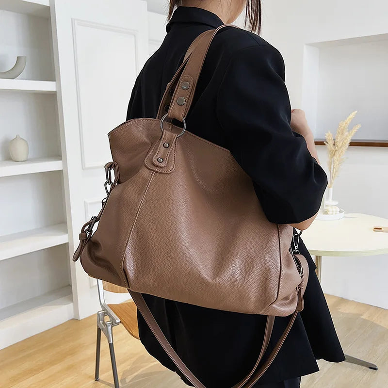 Women's Large-capacity Shoulder Bag Messenger Bag Casual Tote Bucket Bag