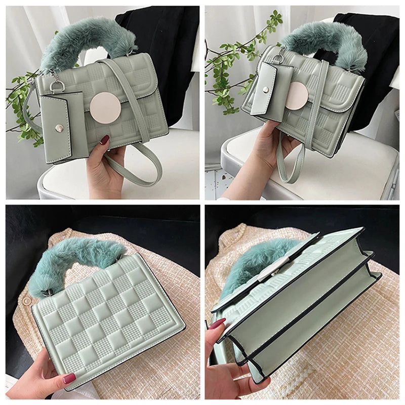 Women's Crossbody Bags Casual Travel Handbags Totes With Plush Handle