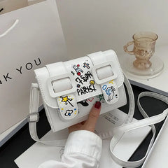Graffiti Shoulder Bag PU Leather Messenger Bag