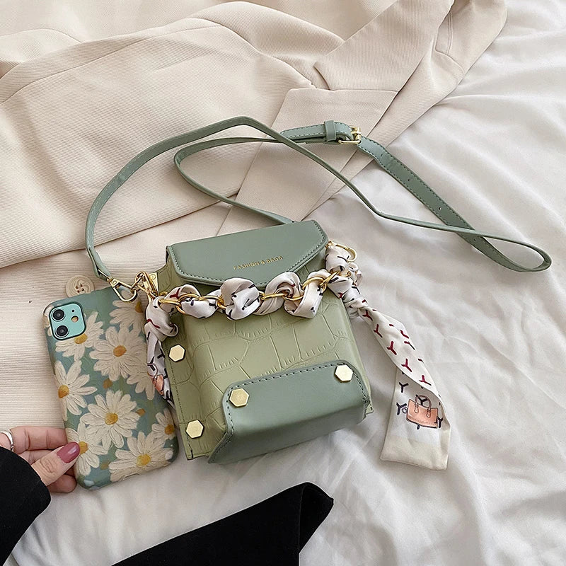 Women's PU Leather Messenger Bag Magnetic Buckle Square Bag