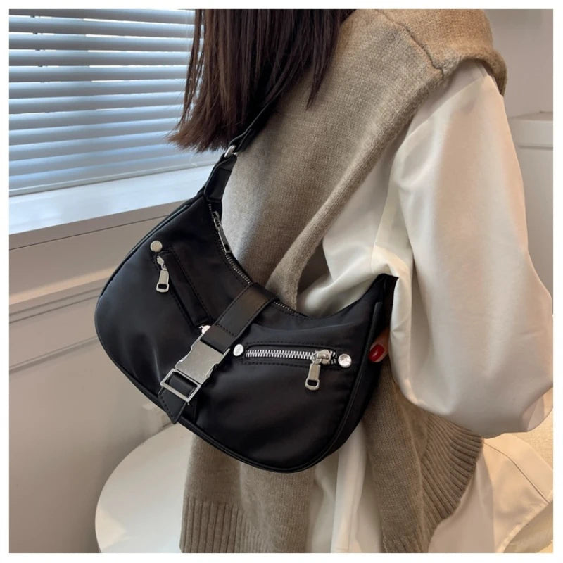 Women's Nylon Shoulder Bag Red Messenger Bag