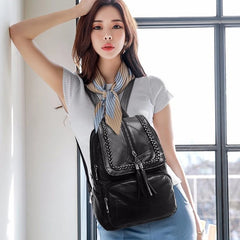 Women's PU Leather Backpack School Bag Waterproof Travel Shoulder Bag