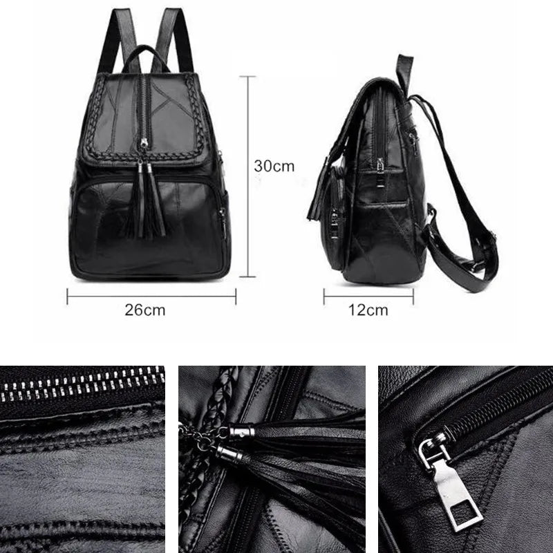 Women's PU Leather Backpack School Bag Waterproof Travel Multi-function Shoulder